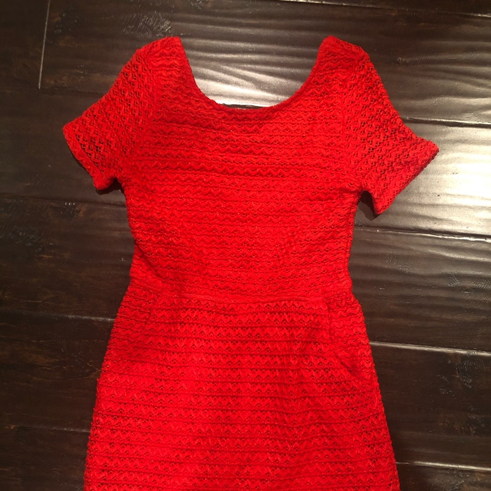 Red textured dress